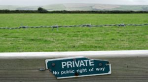 Easement Solicitors. Specialist property lawyers. Photo of no public right of way sign